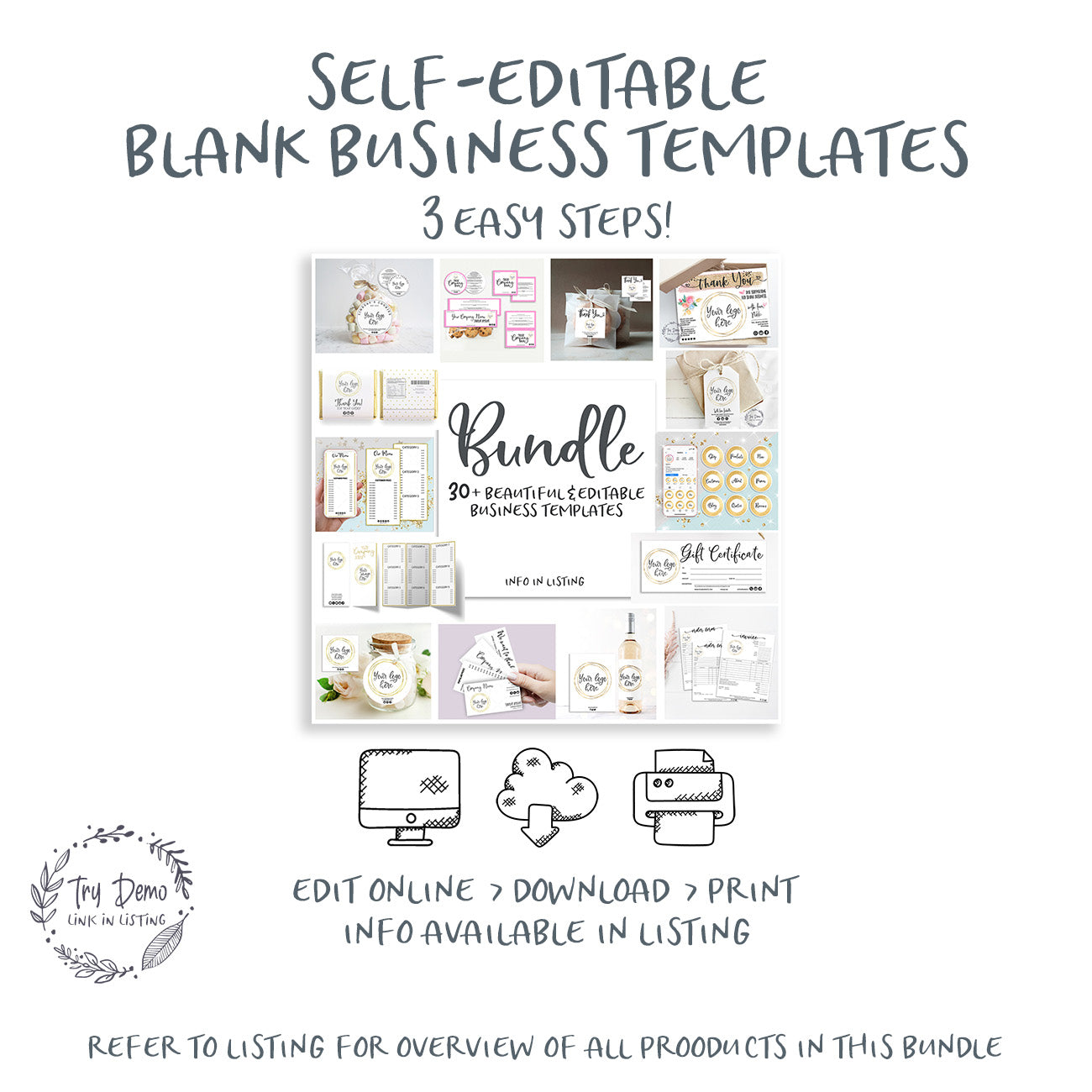 Blank Business Templates Bundle, Editable Templates