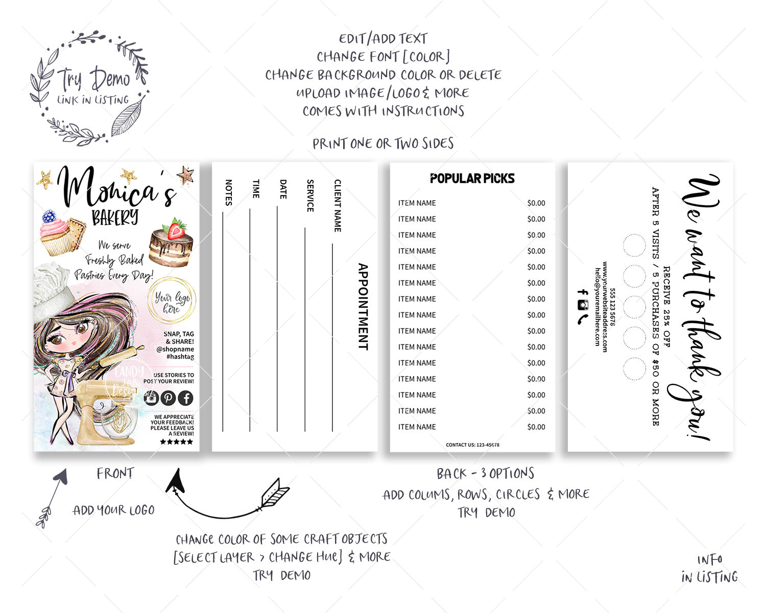 Bakery Business Card Set, Pastry Chef