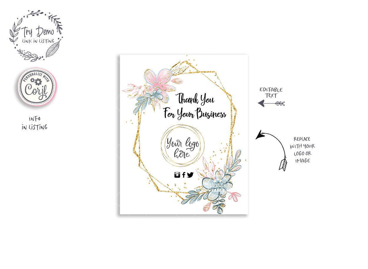 Business Thank You Wine Label, Floral - Candy Jar Studios