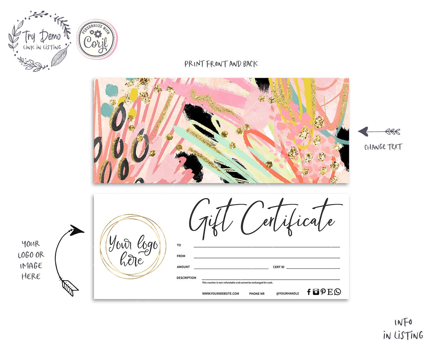 Gift Certificate Template, Abstract - Candy Jar Studios