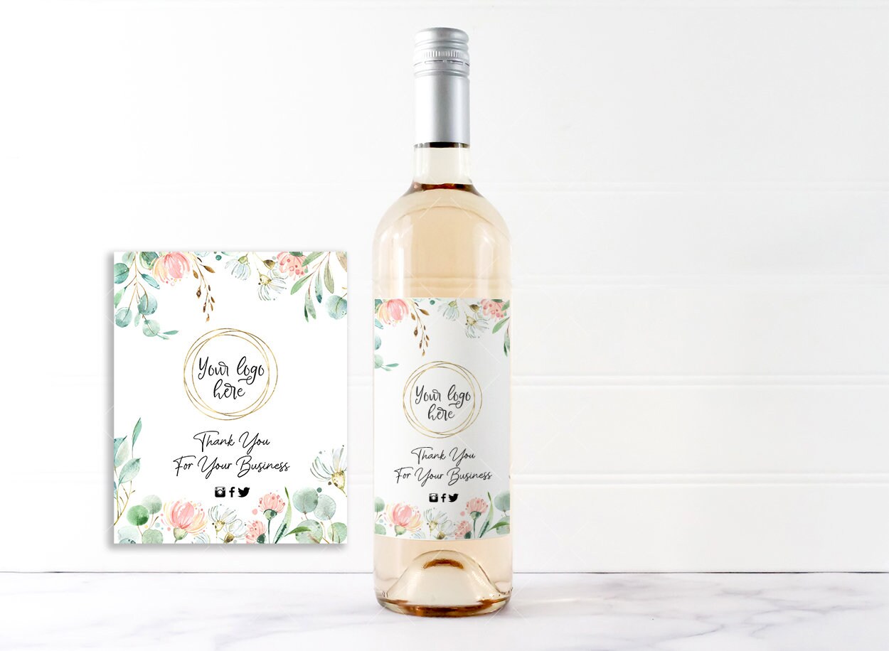 Business Thank You Wine Label, Floral