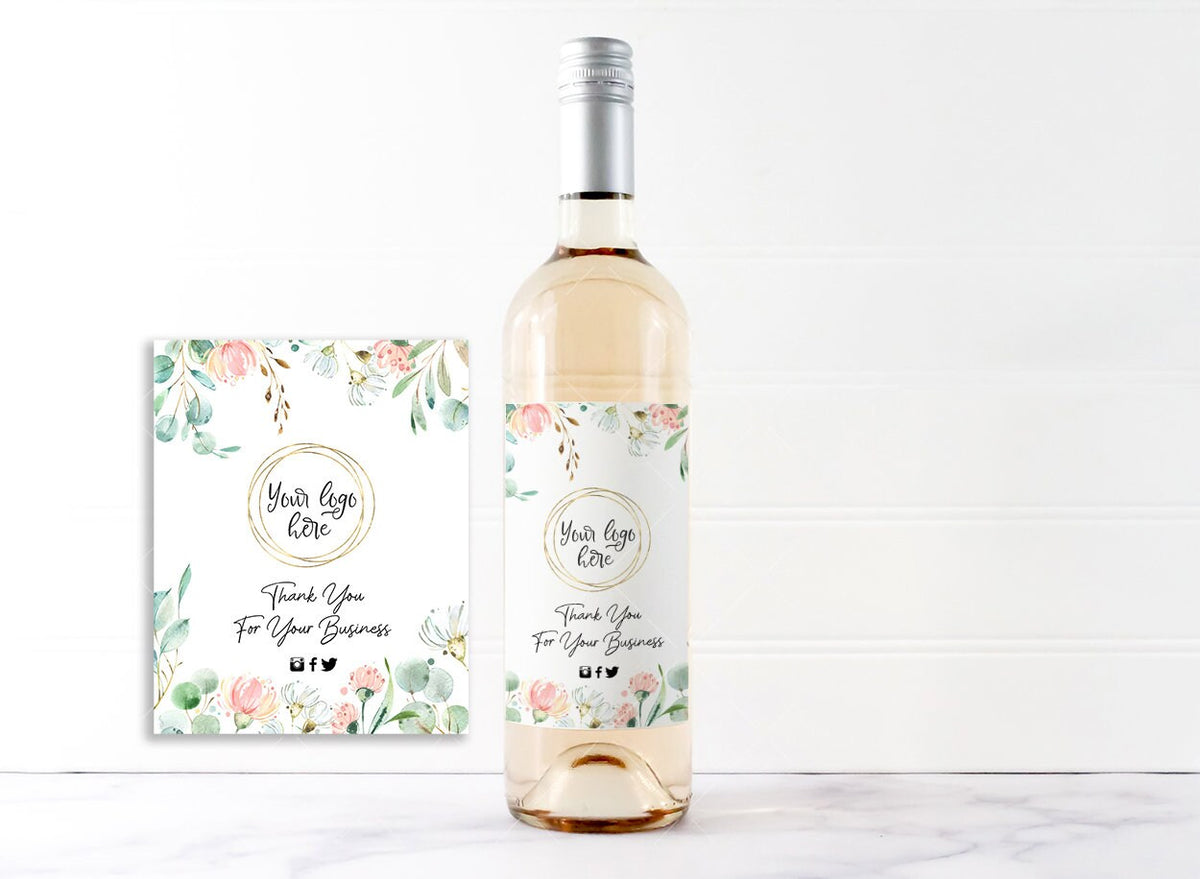 Business Thank You Wine Label, Floral