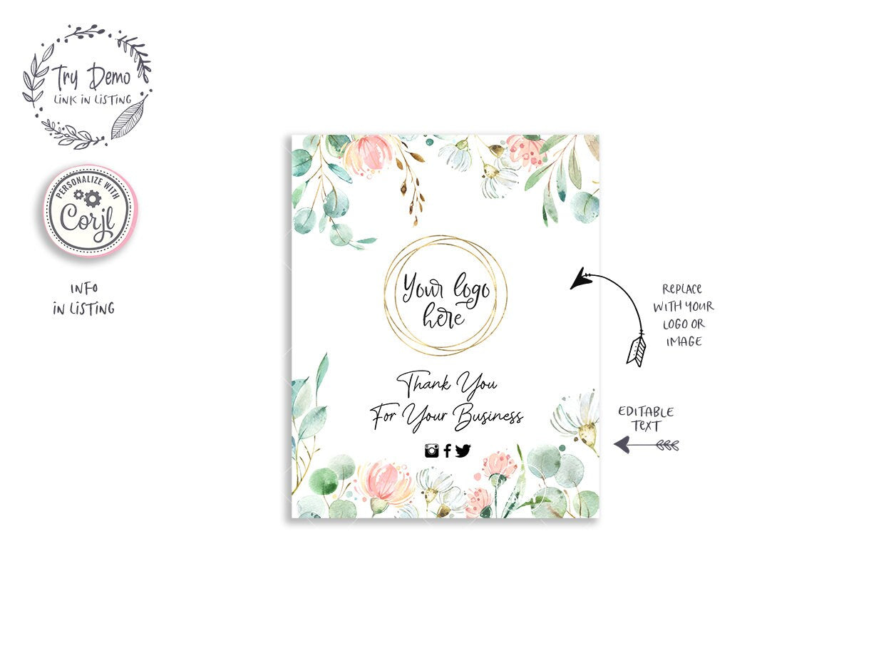 Floral Business Thank You Wine Label - Candy Jar Studios