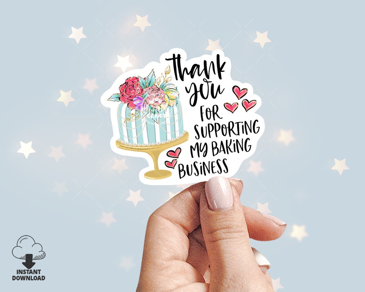 Baking Thank You Sticker, Wedding Cake Bakery