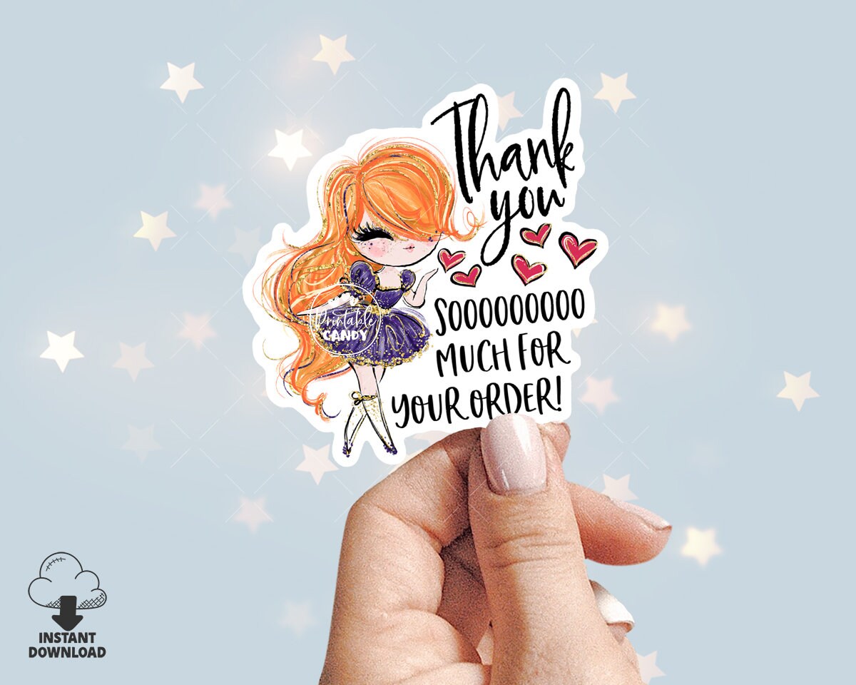 Diva Thank You Sticker, Beauty Salon Packaging Insert Card