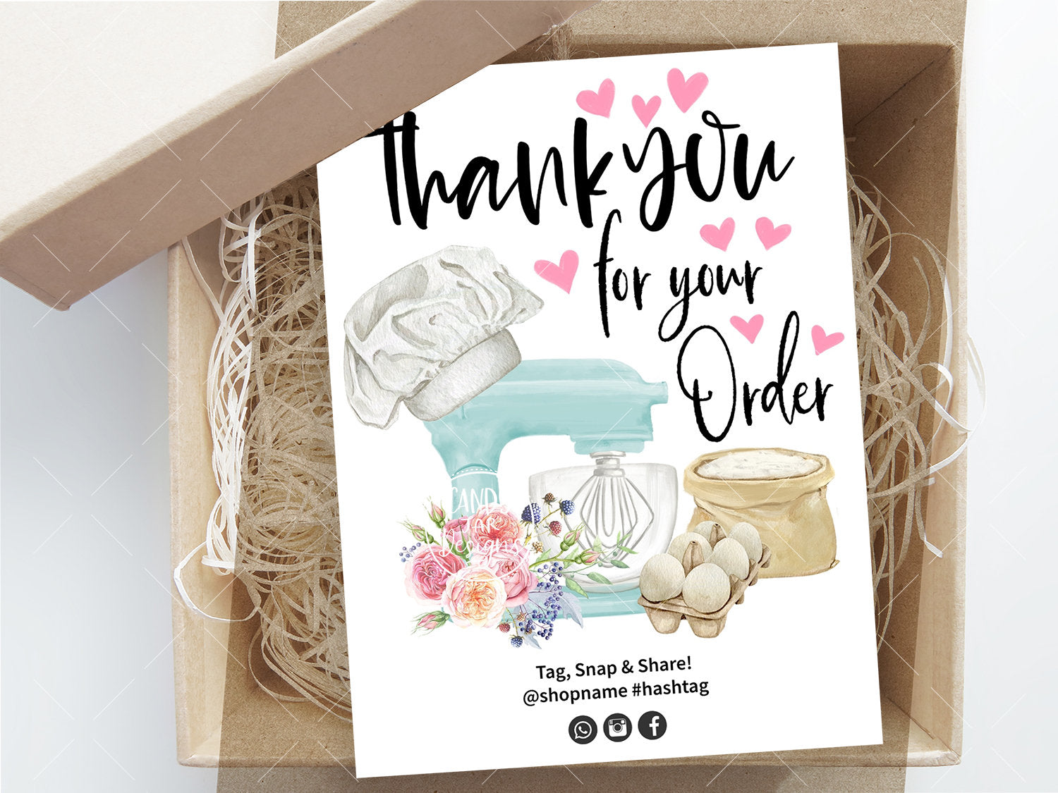 Baking Thank You For Order Insert Card, Kitchen Mixer