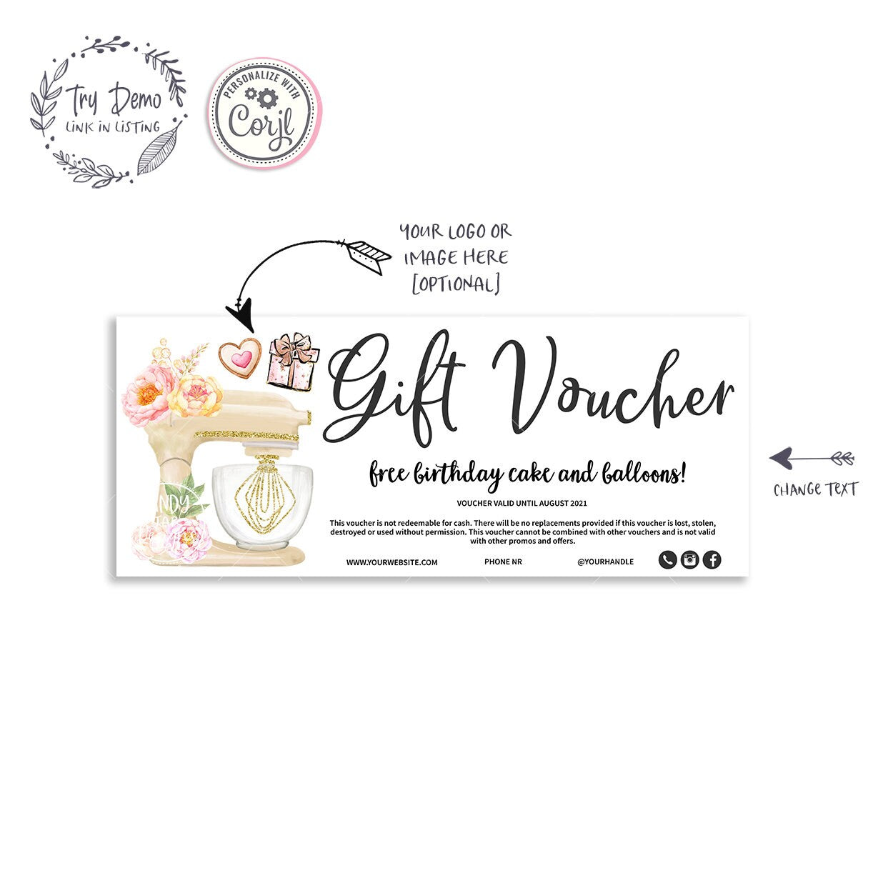 Bakery Gift Voucher, Kitchen Mixer - Candy Jar Studios