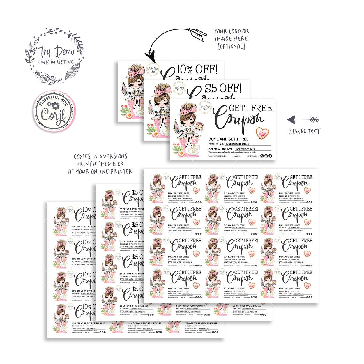 Bakery Gift Coupons, Pastry - Candy Jar Studios