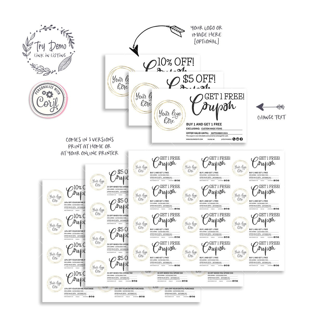 Blank Gift Coupons 3 x 2.5" - Candy Jar Studios