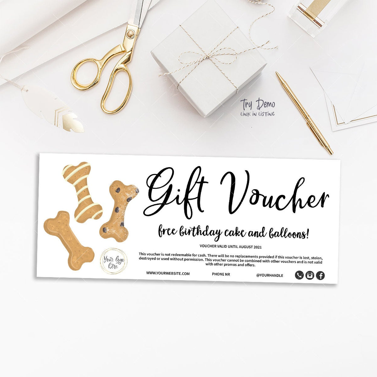 Dog Business Voucher, Pet Cookie Baking Gift Card