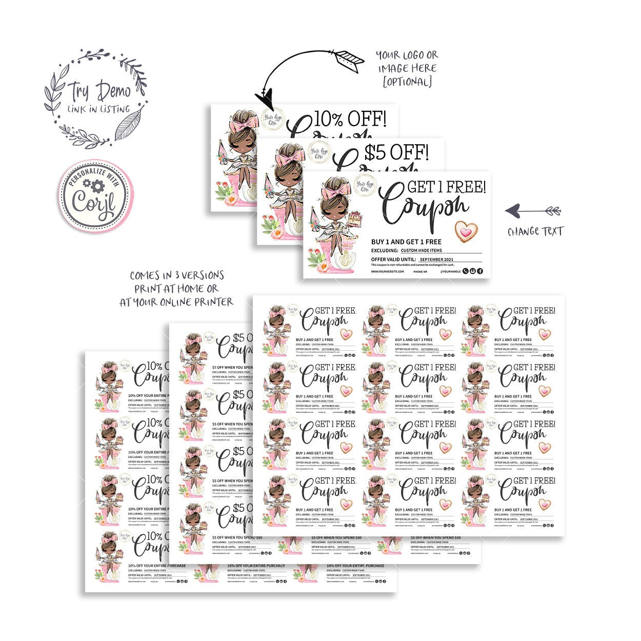 Baking Gift Coupons, Pastry - Candy Jar Studios
