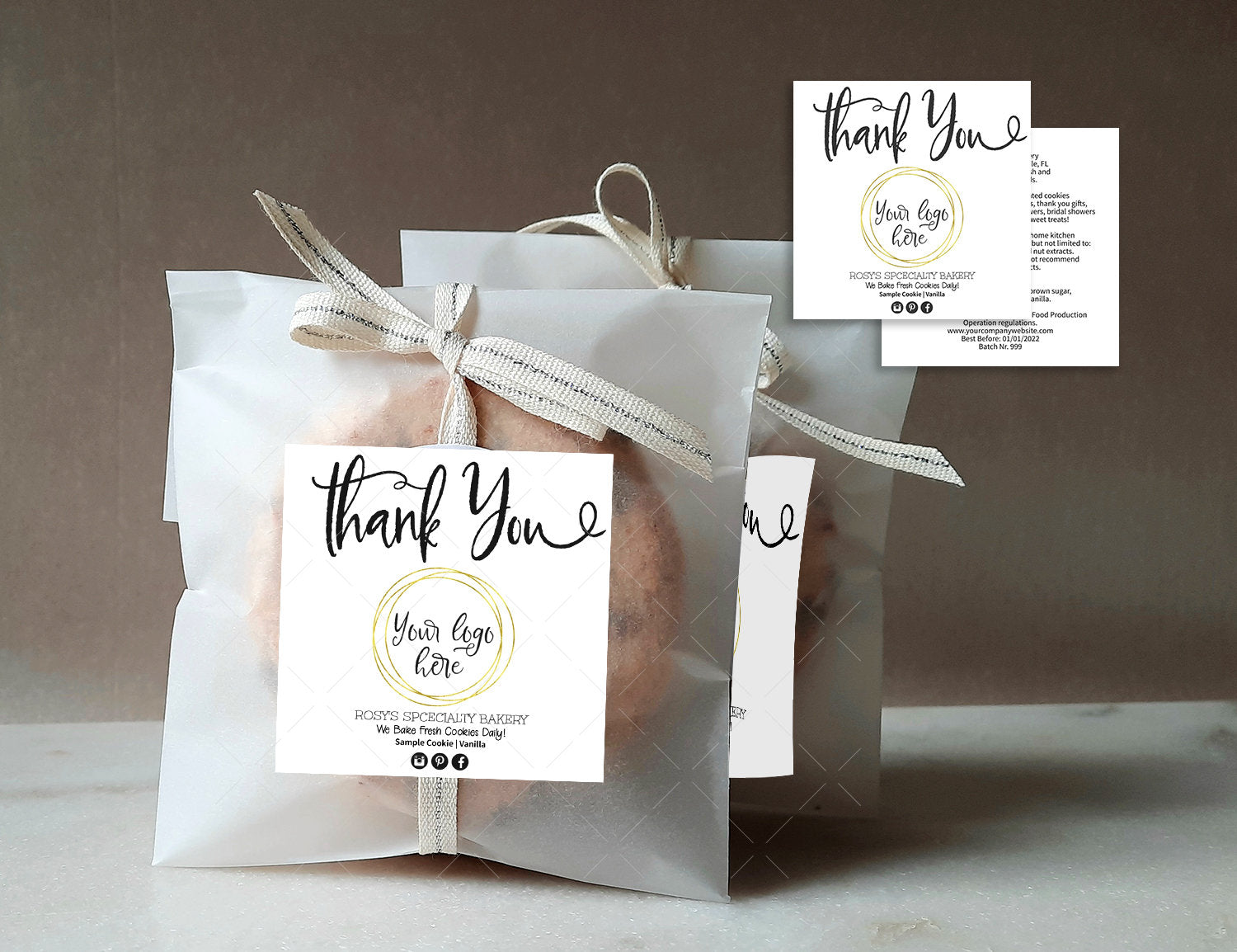 Blank Thank You Cookie Gift Label 2.5”