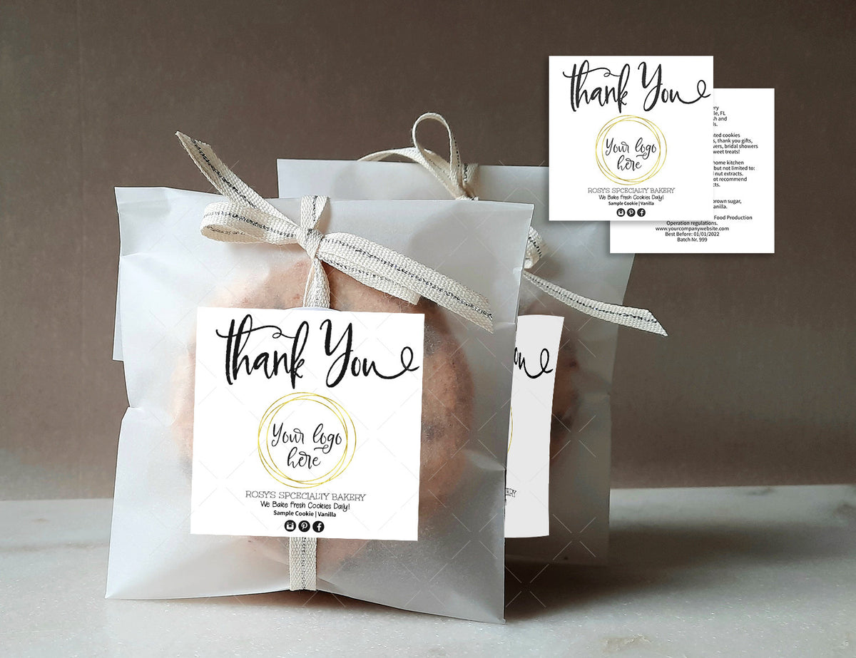 Blank Thank You Cookie Gift Label 2.5”