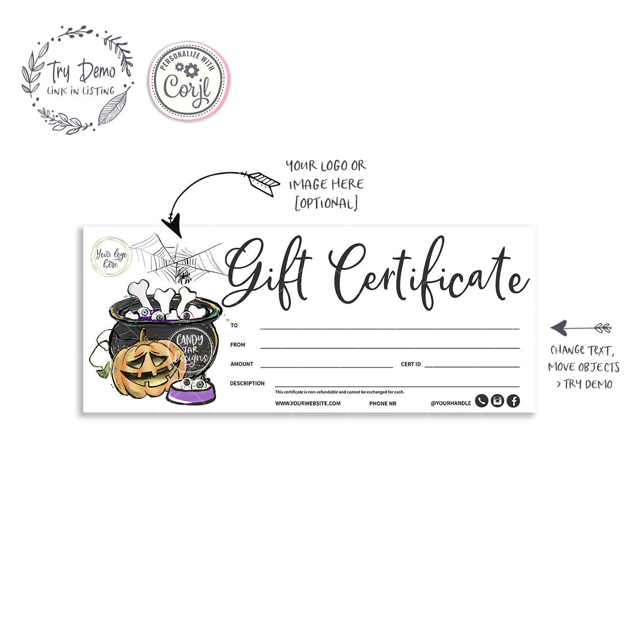 Dog Bakery Halloween Gift Certificate - Candy Jar Studios