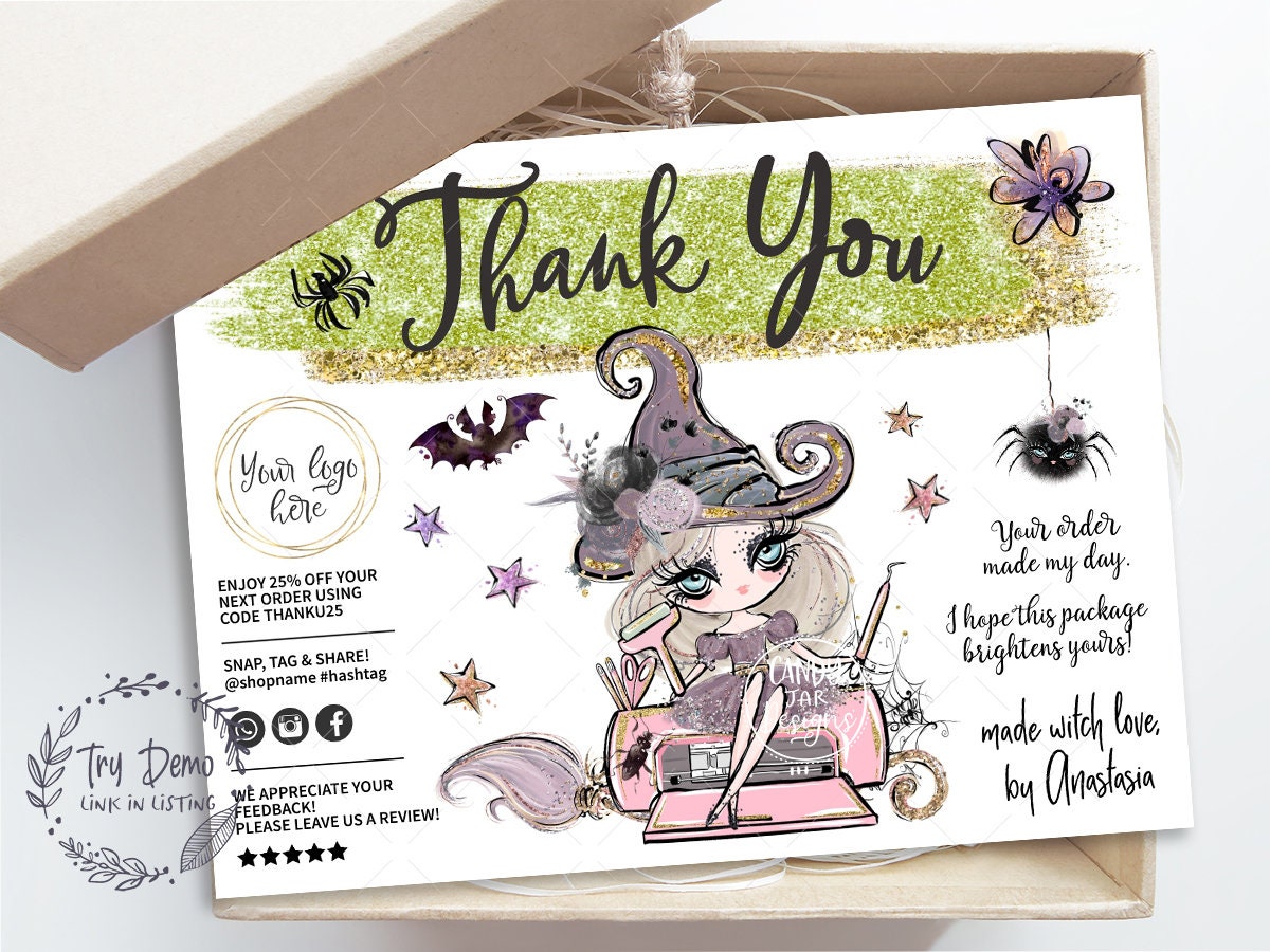 Halloween Handcrafter Thank You Card, Crafty Witch Insert