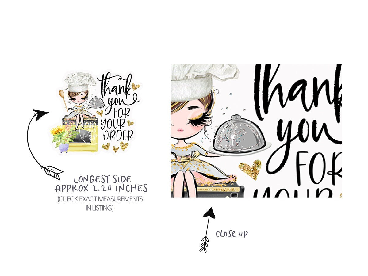 Catering Thank You Sticker, Cooking Service Tag, Restaurant Packaging, Food Tag, Thank You Card, Printable, Brown, CJ009-09v1-fw-STK - Candy Jar Studios