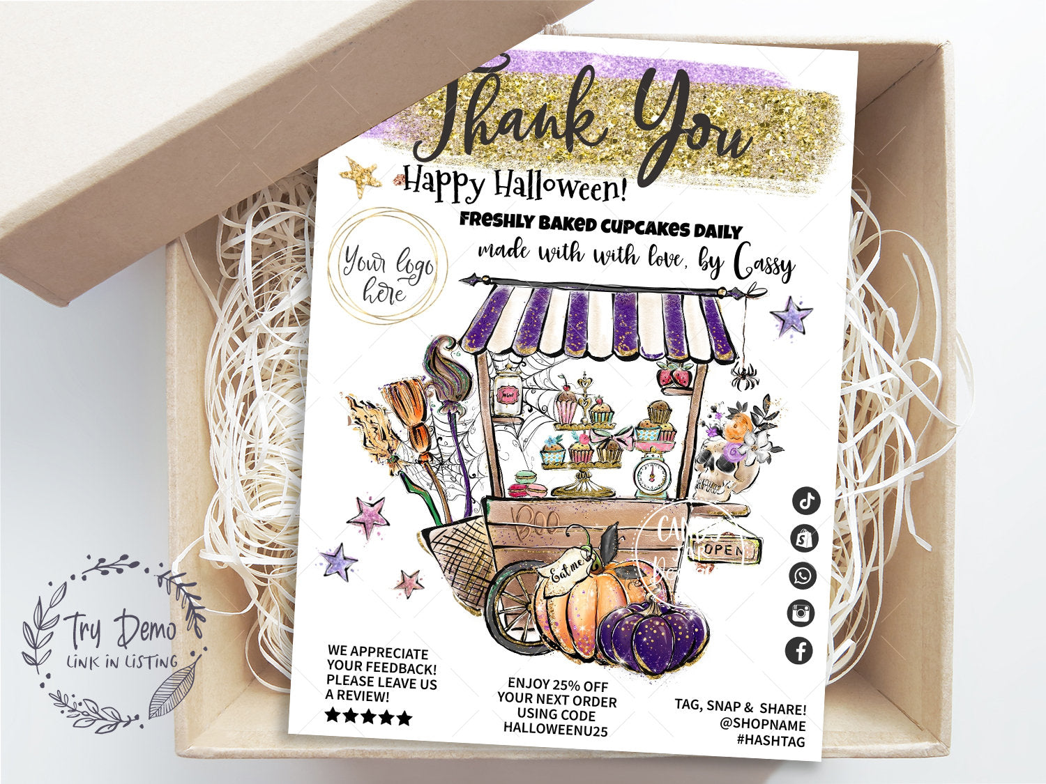 Halloween Business Thank You Card, Food Cart