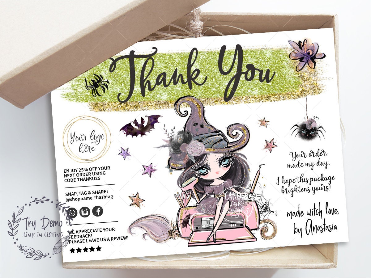 Halloween Handcrafter Thank You Card, Crafty Witch Insert