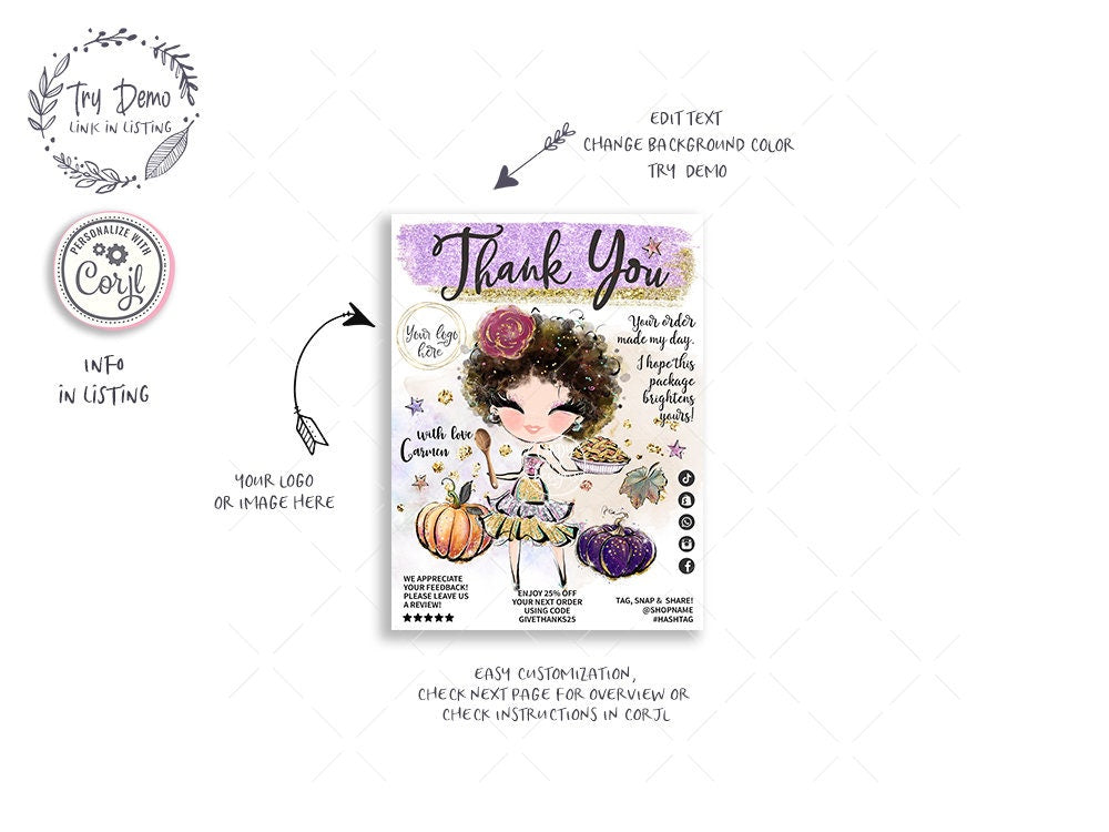 Thanksgiving Baking Insert Card, Pie Bakery Card, Curly