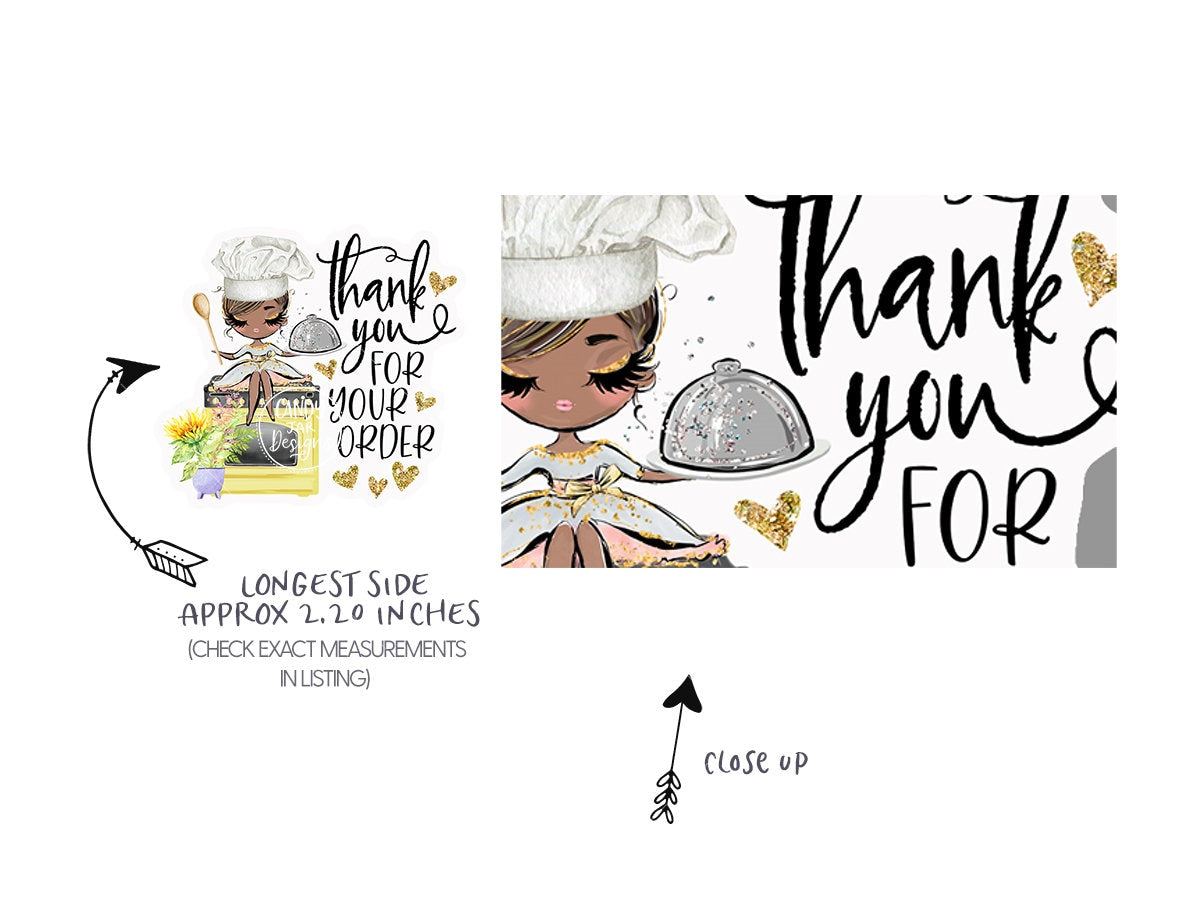 Catering Thank You Sticker, Cooking Business Tag, Restaurant Packaging, Food Thank You Card, Printable Tag, Brown, CJ009-09v1-dw-STK - Candy Jar Studios
