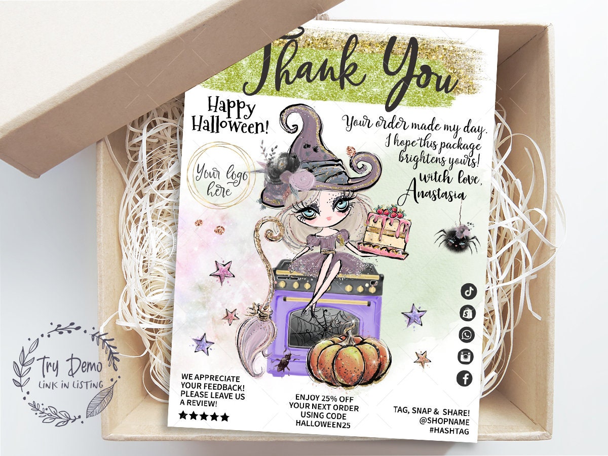 Halloween Bakery Thank You Sticker, Baking Witch