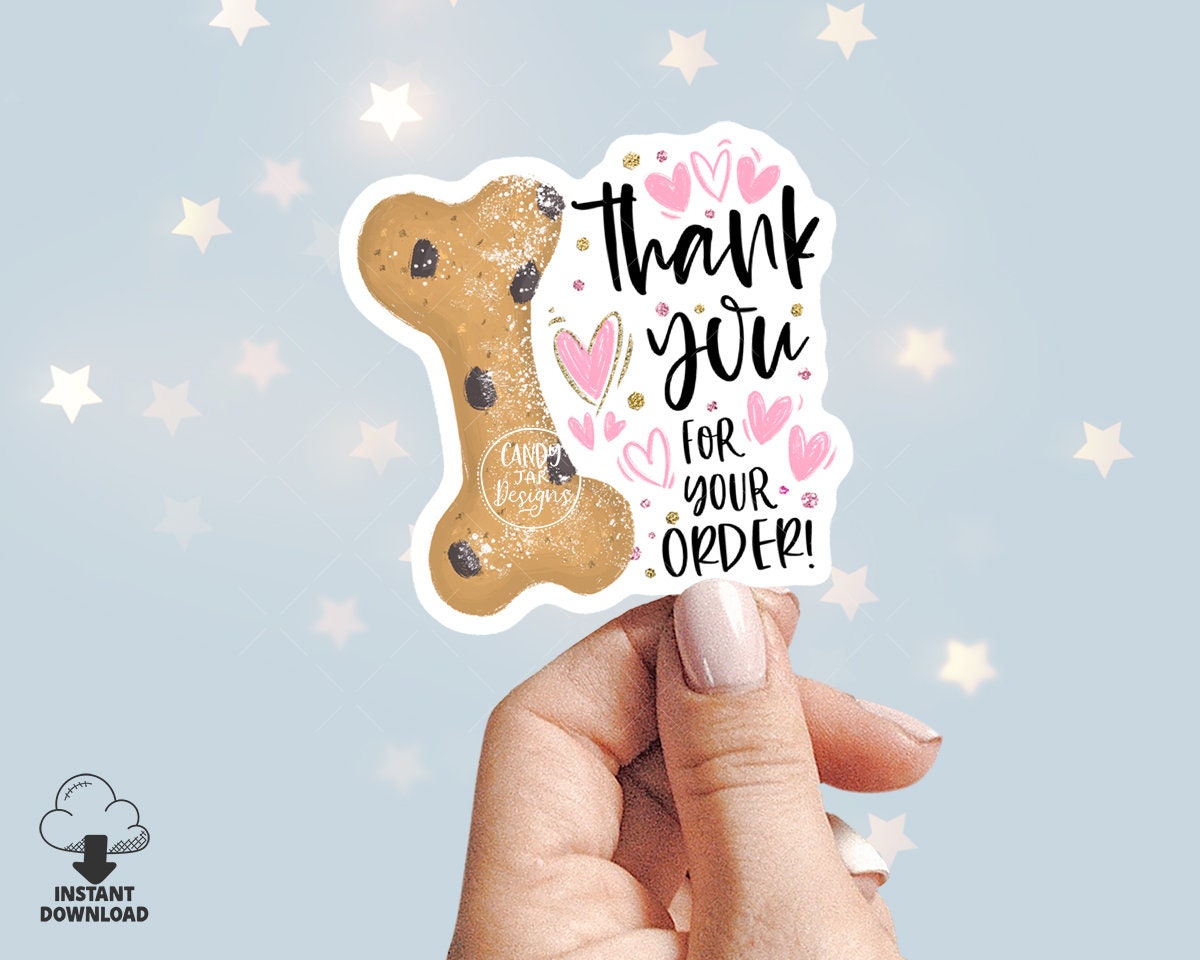 Dog Bakery Thank You Sticker, Dog Cookie