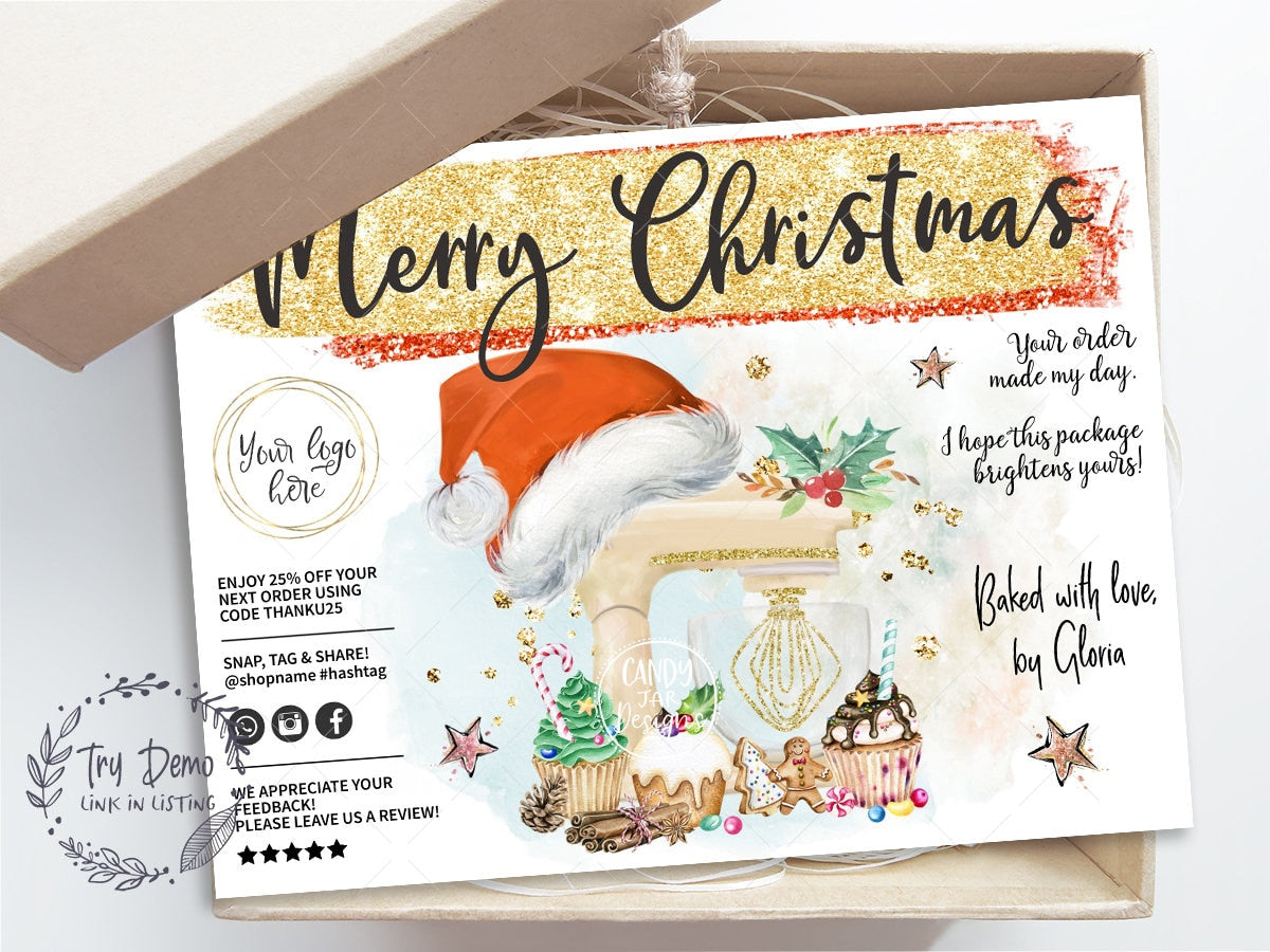 Christmas Baking Insert Card, Holidays Packaging Card