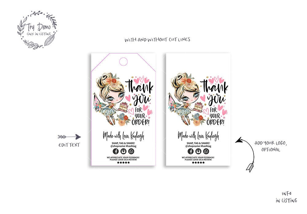 Baking Thanksgiving Thank You Hang Tag, Fairy - Candy Jar Studios