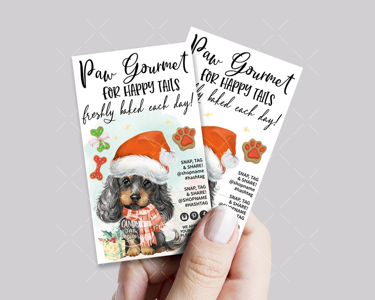 Dog Bakery Christmas Business Card, Pet Shop Mini Menu Card