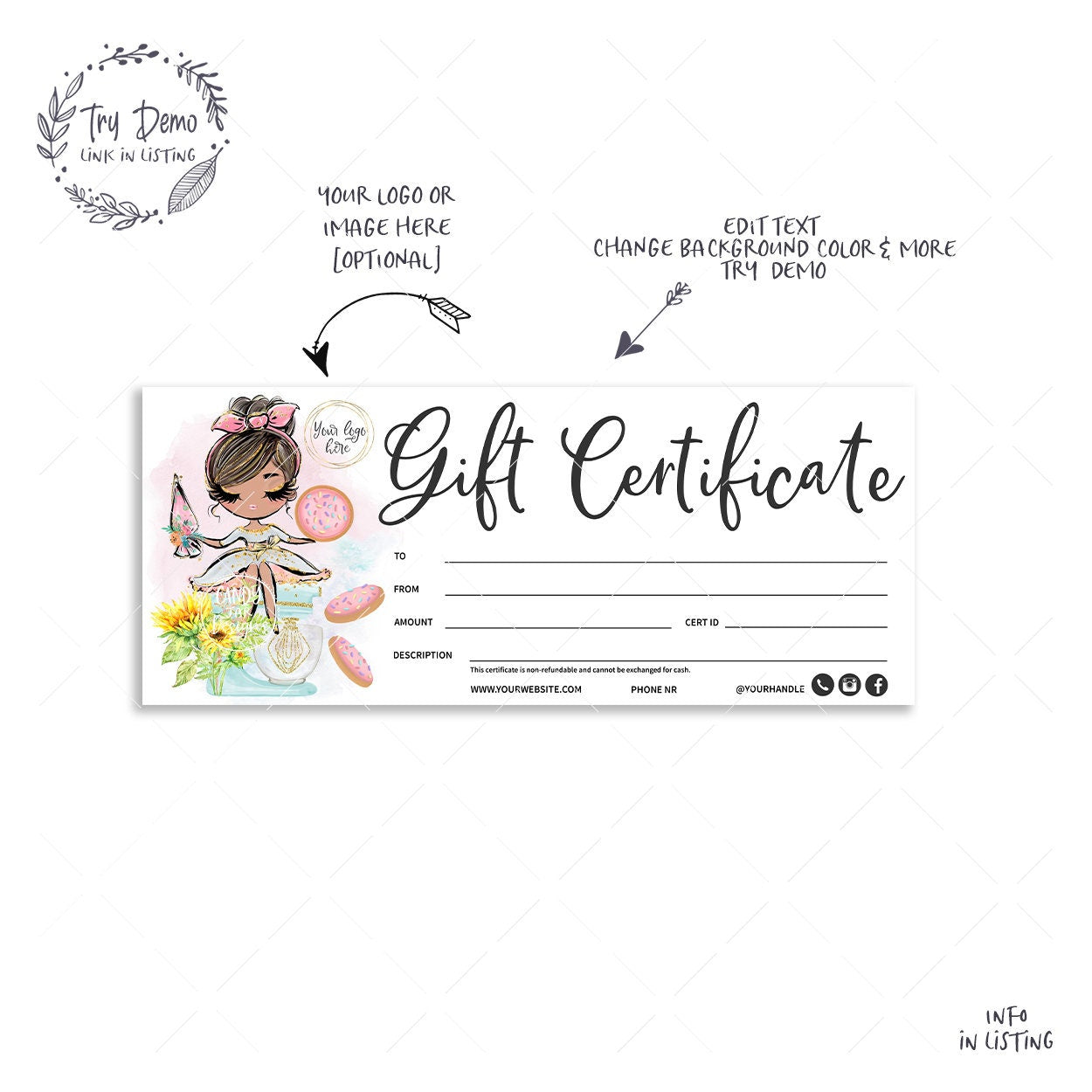 Cookie Bakery Gift Certificate - Candy Jar Studios