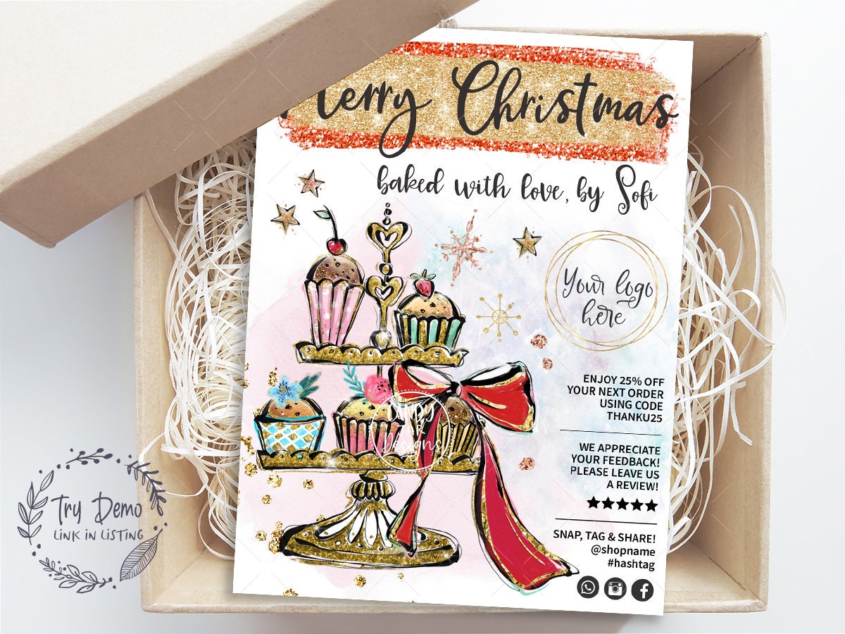 Cupcake Christmas Insert, Holiday Wishes Card