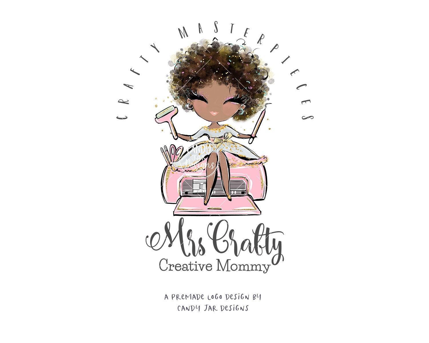 Handcrafter Logo, Curly Craft Girl