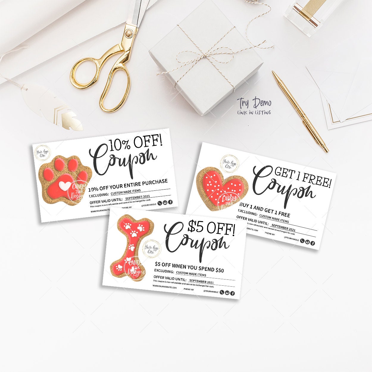 Dog Bakery Gift Coupons, Valentine Cookies