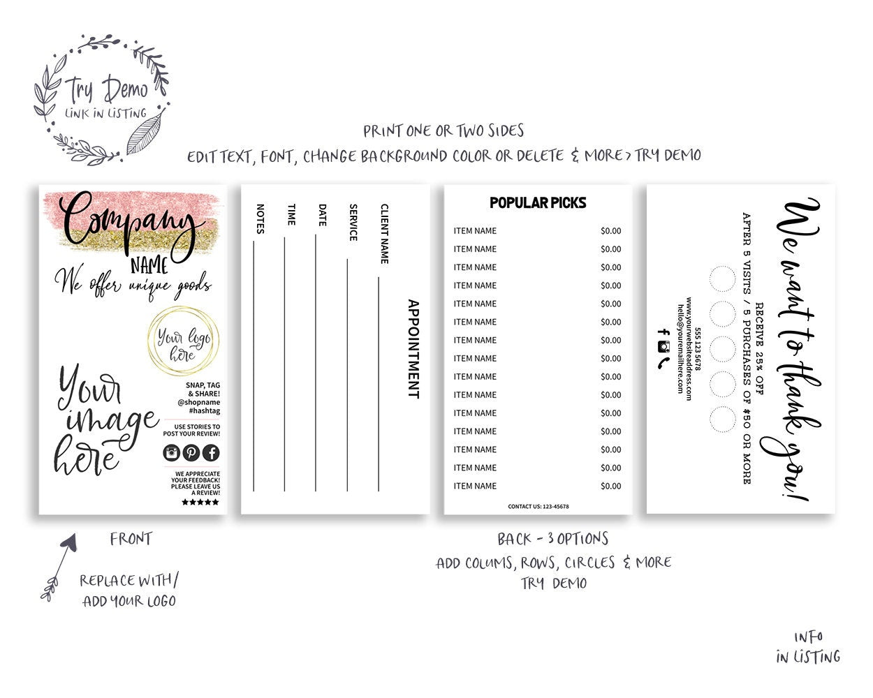 Blank Business Card Set, Vertical 2 x 3.5" - Candy Jar Studios