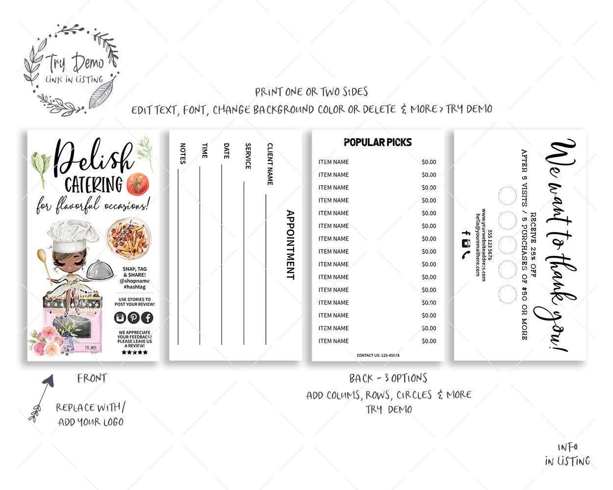 Catering Business Card Set - Candy Jar Studios