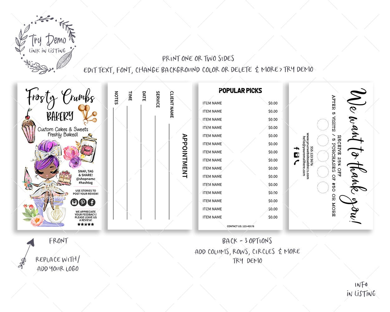 Bakery Business Card Set - Candy Jar Studios