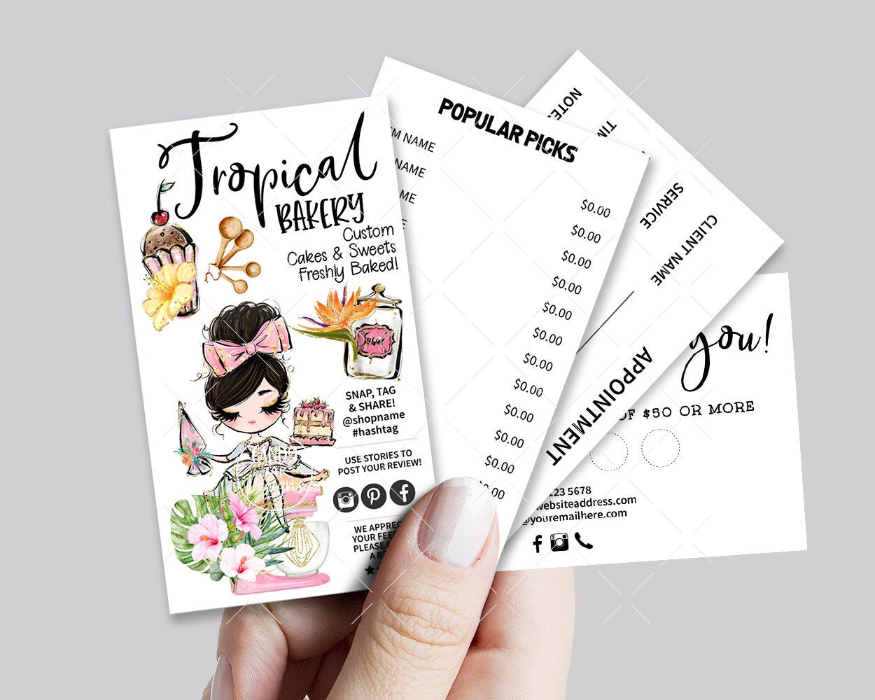 Baking Business Card, Tropical Flowers, Pastry