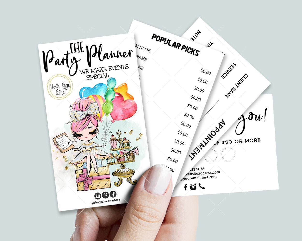 Party Planner Business Card Set