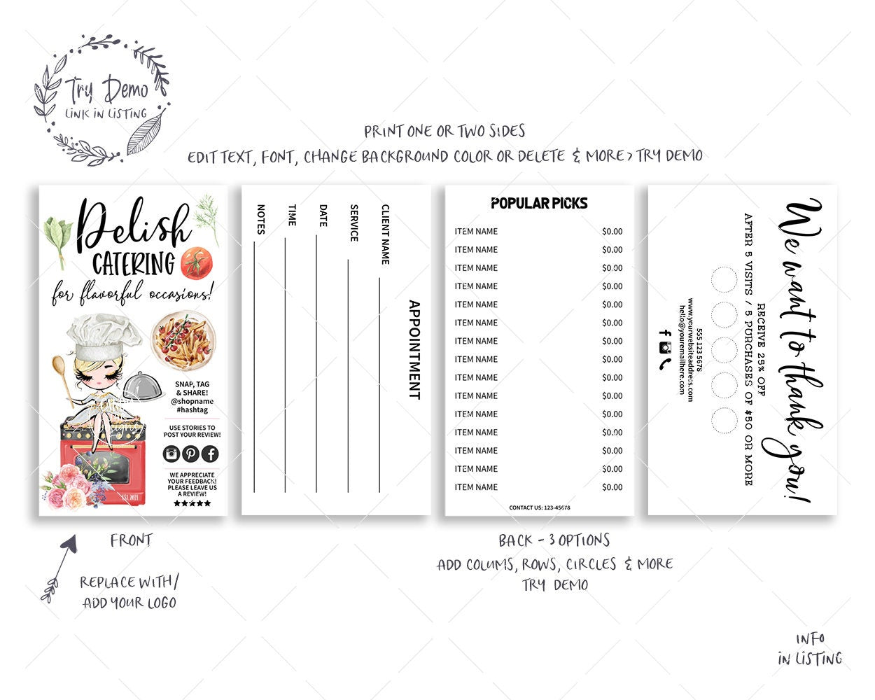 Catering Business Card Set, Food Catering - Candy Jar Studios