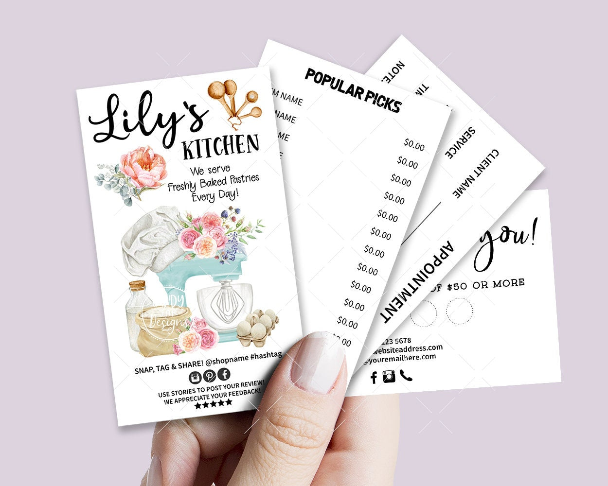 Bakery Business Card Set, Kitchen Mixer, Flowers