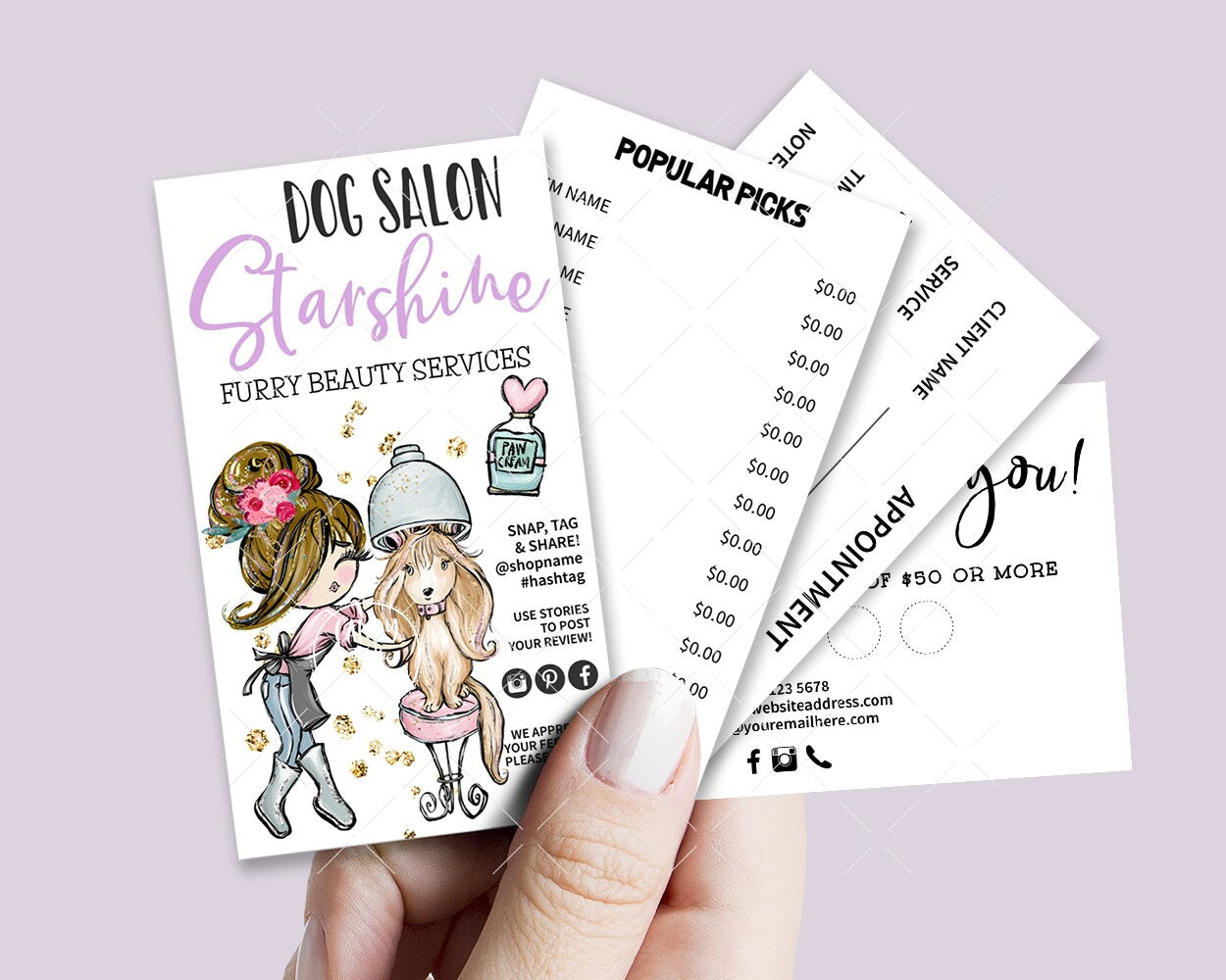 Dog Salon Business Card Set, Pet Groomer