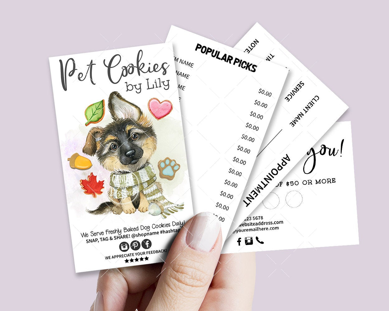 Dog Bakery Business Card, Pet Shop Mini Menu Card