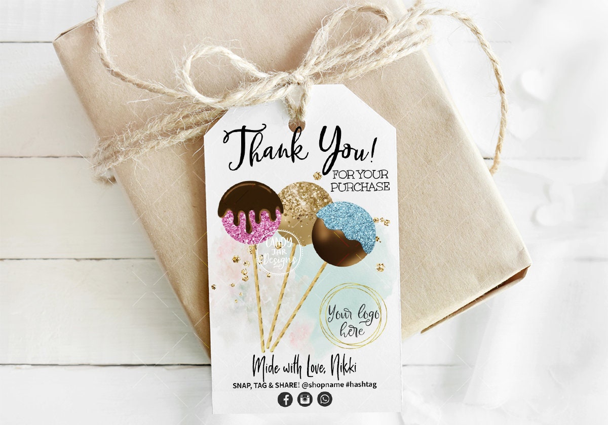 Cake Pops Hang Tag, Candy Maker Thank You Tag, Lollipops