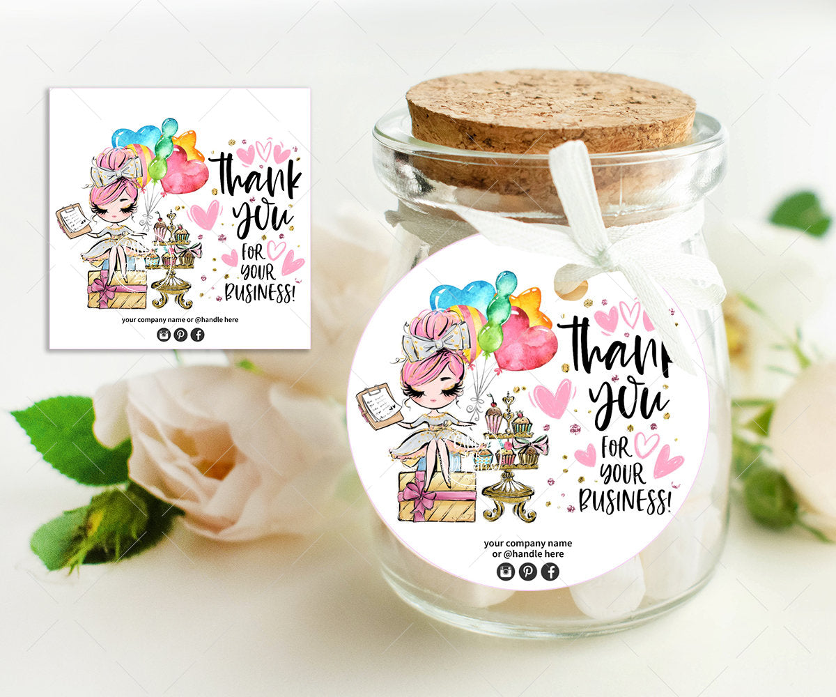 Party Planner Thank You Tag, Birthday Events Sticker