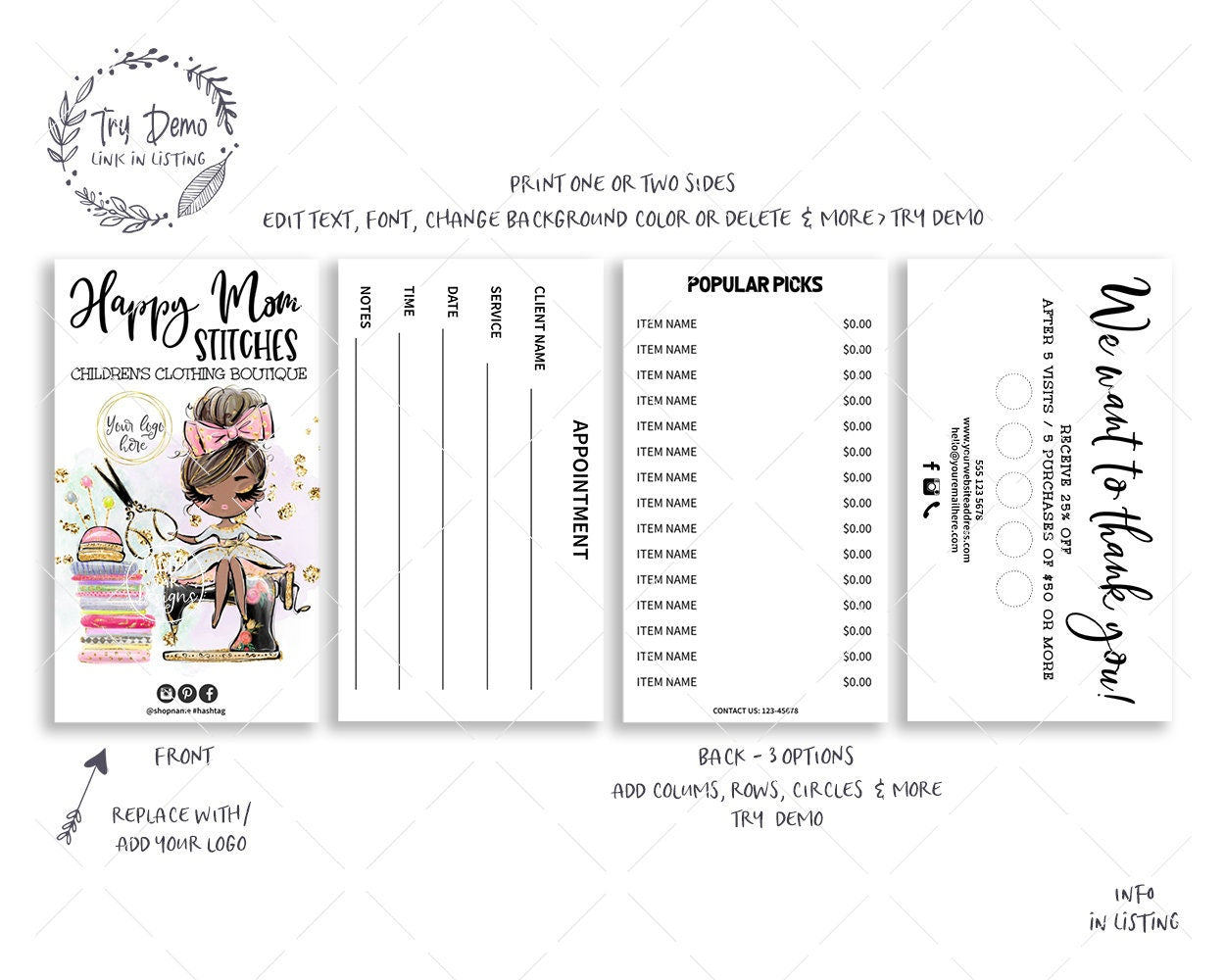 Sewing Business Card Set - Candy Jar Studios
