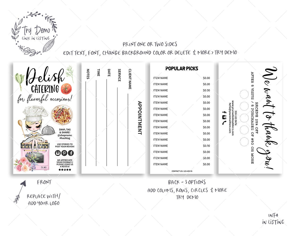Catering Business Card Set, Catering - Candy Jar Studios