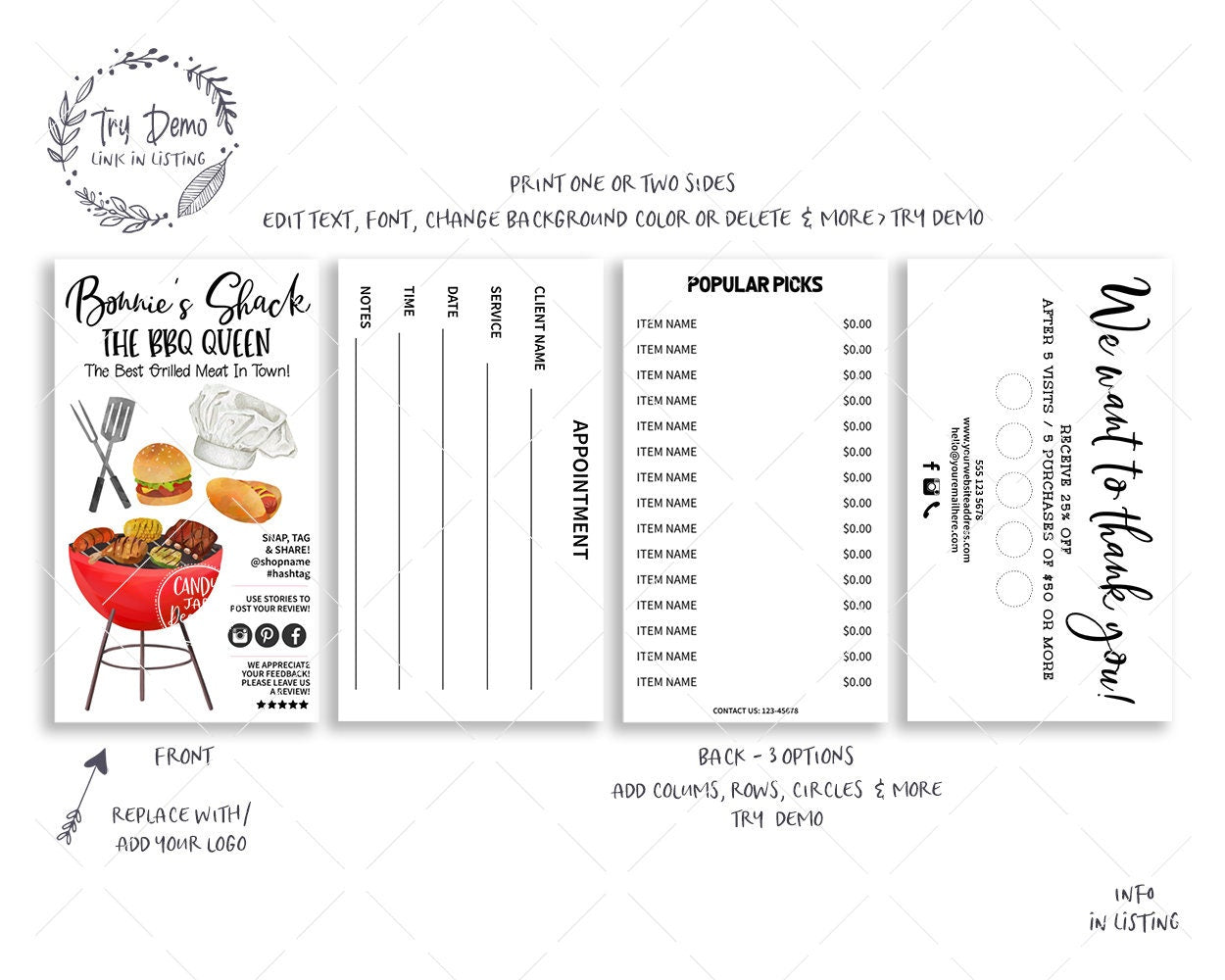 Business Card, Grill Restaurant, Barbecue Shack