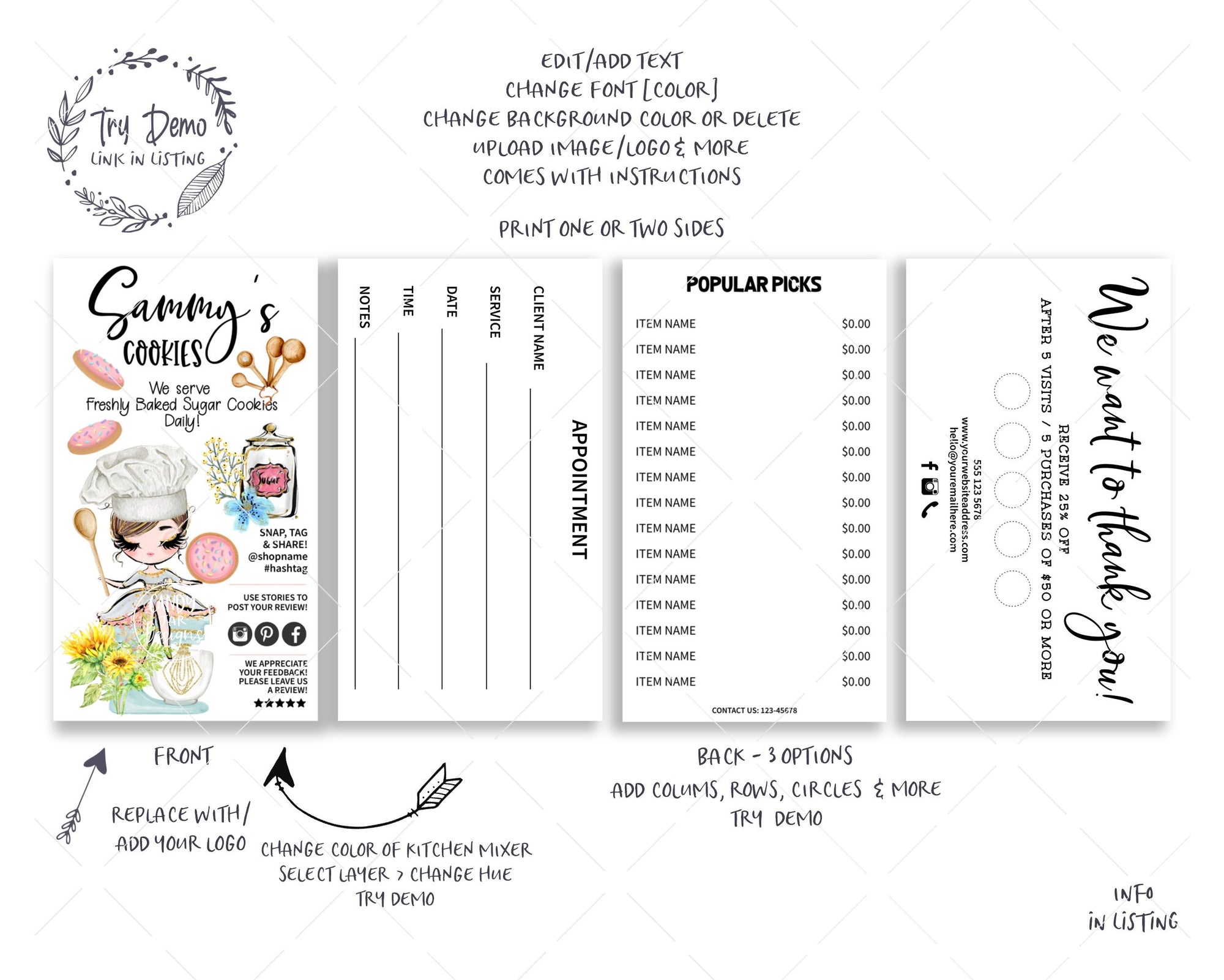 Sugar Cookie Baker Business Card Set - Candy Jar Studios
