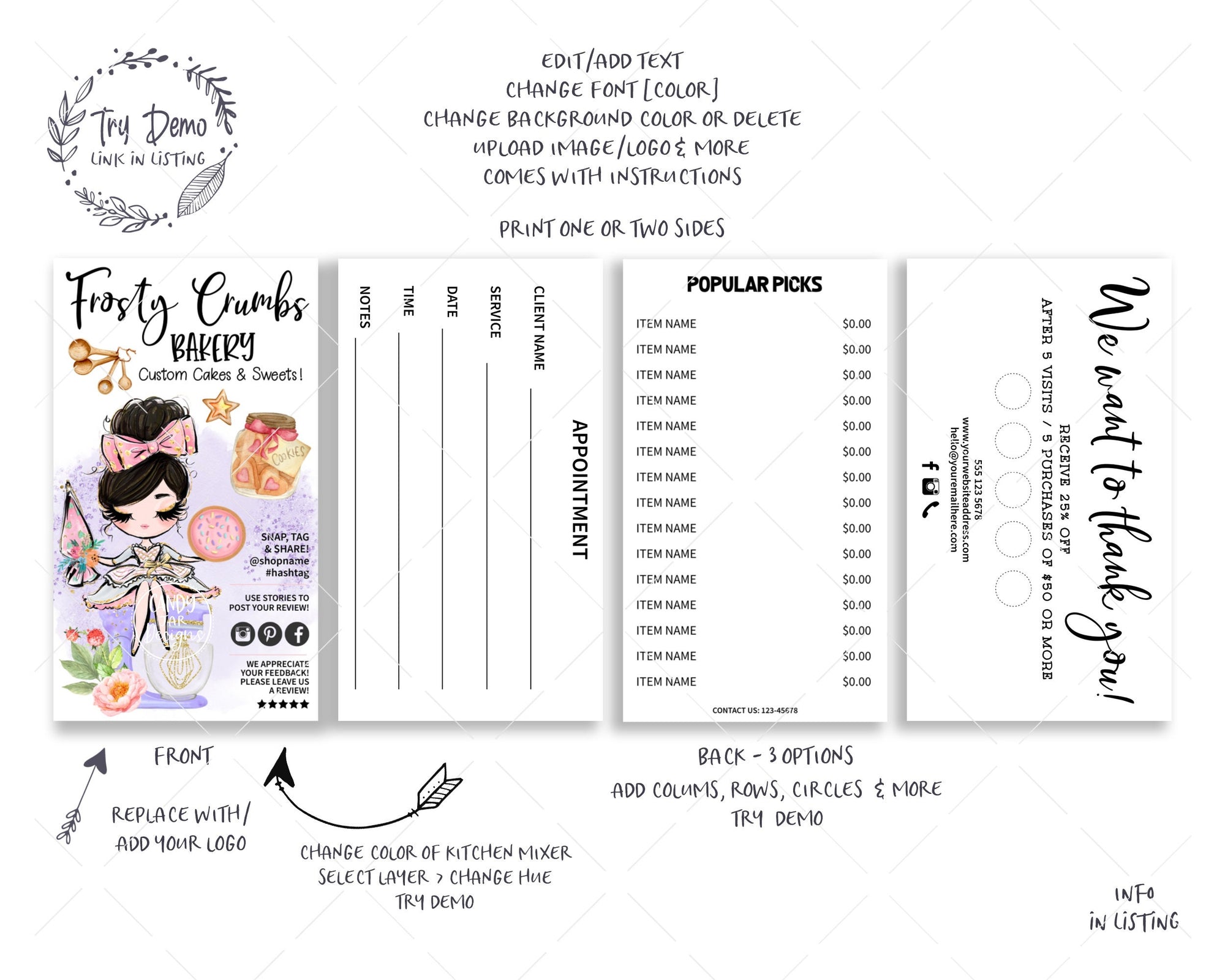 Cookie Bakery Business Card Set - Candy Jar Studios