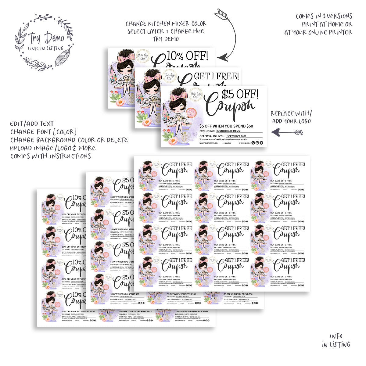 Cookie Bakery Gift Coupons, Bakery Coupons - Candy Jar Studios